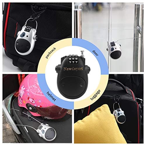 2′5″Retractable Cable Lock - High-Security 3-Digit Combination Lock for Bike, Ski, Surfboard & Stroller - Compact Portable Travel Lock for Helmet, Luggage & Scooter - Keyless & Resettable - Thumbnail 4