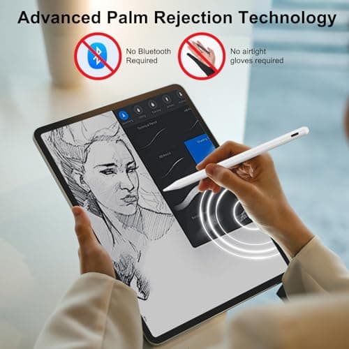 Stylus Pen for Ipad Pencil (2018-2025) - 2X Fast Charge Compatible with Apple Pencil Pro 13”/12.9”/11”/M4, iPad 11/10/9/8/7/6/th Gen, Air 7/6/5/4/3/M3/M2, Mini7/6/5th, White - Thumbnail 6