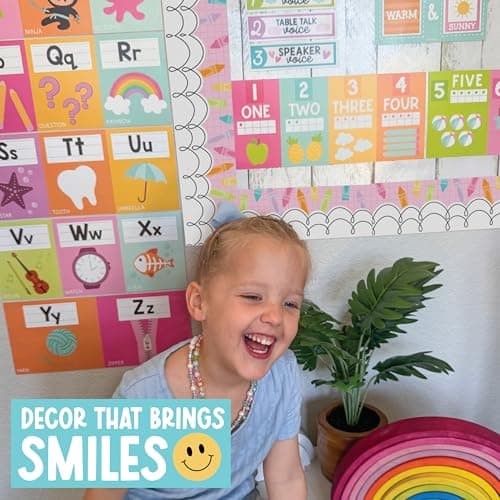 50ft Bulletin Board Borders Trim - Classroom Borders for Bulletin Board Decorations, Teacher Supplies for Classroom Decor Preschool, Kindergarten & Elementary, Pastel Scalloped Boarders - Thumbnail 3