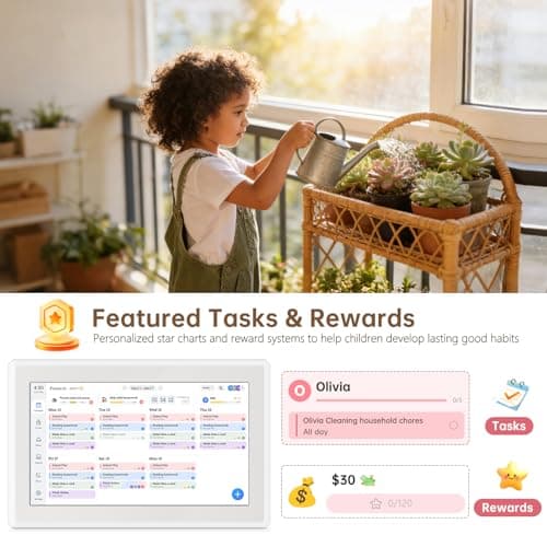 Yemsd 15.6" Digital Calendar, Smart Wall-Mounted HD Touchscreen Electronic Family Calendar, Chore Chart & Meal Planner, Built-in Digital Photo Frame with Desk Calendar Base, Desk Calendar Refills, White - Thumbnail 4