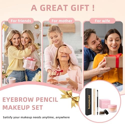 Eyebrow Pencil Makeup Kit, Waterproof 4-Tip Microblading Eyebrow Pen & Eyebrow Pomade, Dual-Ended Brush, Long-Lasting Smudge-Proof Brow Kit for Natural Wild Brows, Dark Brown - Thumbnail 3