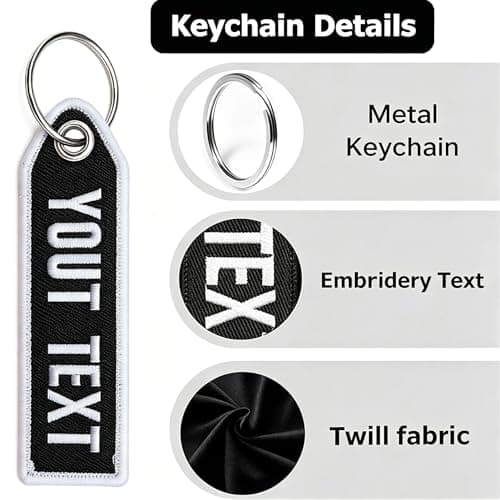 Custom Embroidered Text Keychain Personalized Name Tag for Keys Backpack Luggage - Thumbnail 4