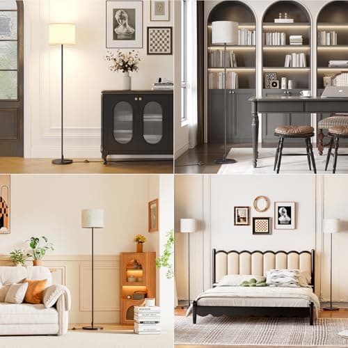 Keepsmile Dimmable Floor Lamps for LivingRoom with 12W LED Bulb, Foot Switch, Remote Custom Color Temperature Floor Light, Linen Shade Standing Lamps, Modern Tall Lamp for Office Bedroom Kid Room - Thumbnail 6