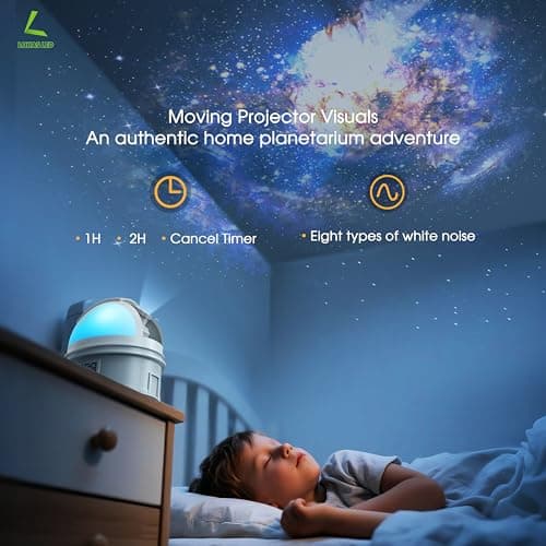 L LOHAS LED Galaxy Projector Night Light, 12 in 1 Star Projector Night Light with Storage Case, Solar System Constellation Moon, LED Space Galaxy Lamp with Timer, for Kids Adults Bedroom Theater - Thumbnail 4