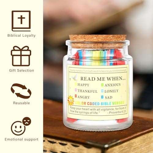 Bible Verse Jar, Read Me When Bible Verses Jar for Daily Encouragement, Christian Father Appreciation Gifts, Bible Study Suppliest, Graduation Gift for Her, Gifts for Mom from Daughter Son - Thumbnail 3