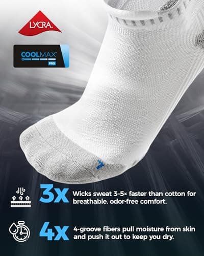Hephatania Coolmax Performance Ankle Running Socks 3 Pairs Cushion Padded Breathable Athletic Socks for Men Women - Thumbnail 4