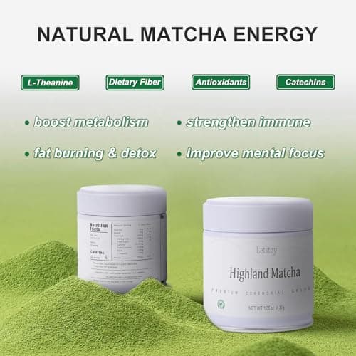 Letstay Matcha, Matcha Powder Ceremonial Grade Highland Matcha Tea Organic Matcha Green Tea - Premium 1st Harvest - Zero Sugar, Halal Certified & SGS Certified & FSSC 22000, 30g (1.06oz) Tin - Thumbnail 5