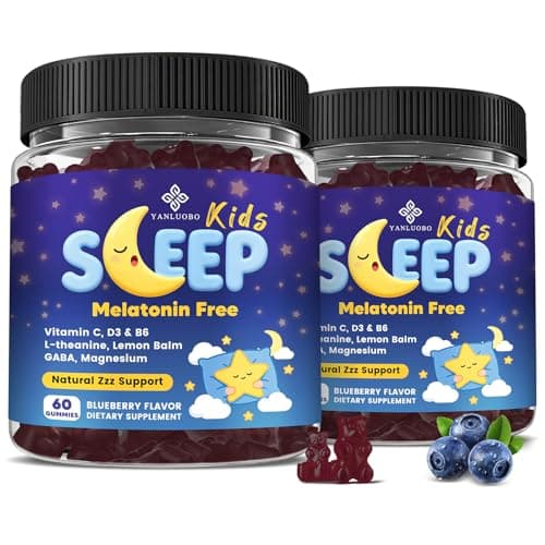 YANLUOBO Kids Sleep Gummies - with Magnesium Glycinate, Lemon Balm, L-Theanine & GABA - Calming Relaxation, Support Natural Sleep, Quiet Mind - Berry Flavor, Non-Habit Forming, 120 Count