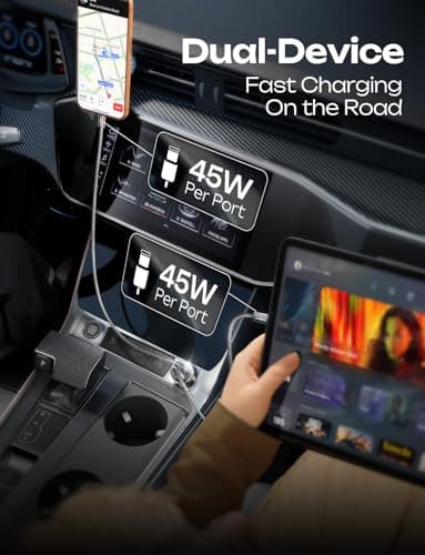 LISEN 90W USB C Car Charger Fast Charging for iPhone 17 Car Charger USB C Fast Charge, Type C Car Charger for iPhone 17 Pro Max 16 15 14 13 12 11, for Samsung Galaxy S26 S25 S24 [Lighning&USB-C] - Thumbnail 5