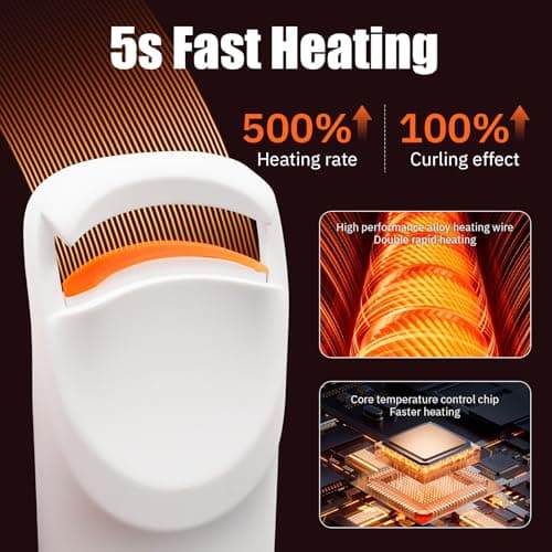 Upgrade Heated Eyelash Curler, Electric Eyelash Curler with 5s Fast Heating, Type-C Rechargeable, Portable Lash Curler, Long-Lasting Lash Lift, Natural Style, Heat-Sensitive Pad (White) - Thumbnail 2