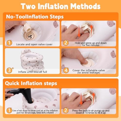 Inflatable Baby Seat for Babies 3 Months & Up, Inflatable Baby Support Seat for Sitting Up, Toddler Baby Floor Chair with Built in Air Pump, Upgrade Water Injection Function, More Stable (Color#01) - Thumbnail 5