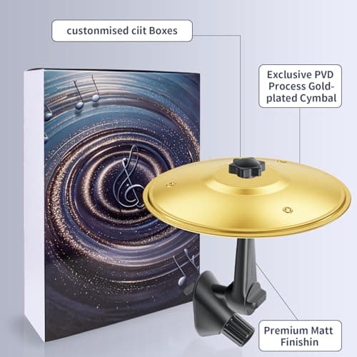 Easter Gifts, Mini Cymbal, Car Air Vent Mini Drum Crash Cymbal, Funny Musical Instruments Gadget for Drummer Music Lovers Gift, Suitable for all Types of Vehicles, Gold - Thumbnail 3