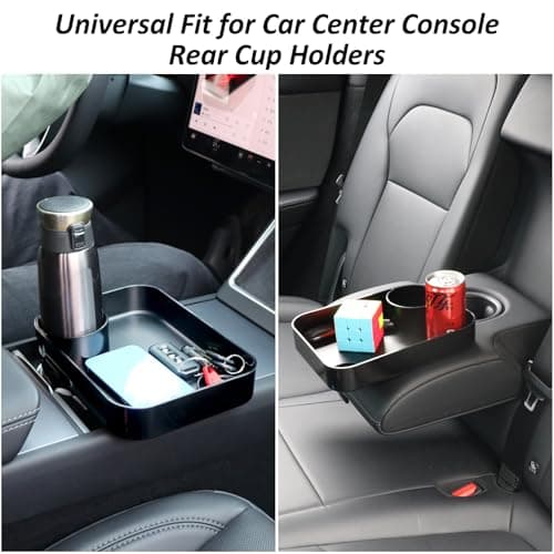 Car Seat Snack Tray for Kids, Mess-Free Square Travel Tray Cup Holder Snack Tray, Durable Car Food Tray for Toddlers, Universal Fit Kids Travel Road Trip Essentials (1, Black) - Thumbnail 6