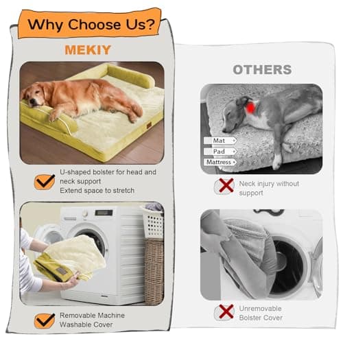 Large Dog Bed Orthopedic Washable | Beds Bolster Pet | XL Large Big Dogs | Memory Foam Couch Sofa | Waterproof with Removable Cover - Ginger Yellow Dog Bed - Thumbnail 4