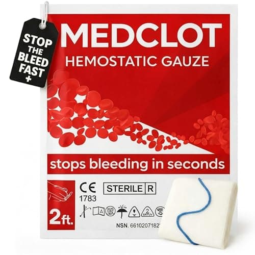 MEDCLOT Hemostatic Gauze – Stops Bleeding Fast - Blood Clotting Bandage with Kaolin - Bleed Stop for Wounds & Emergencies - Sterile Compressed Dressing, 2ft Roll, Expires 2029 - Image 1