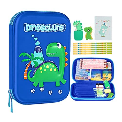 homicozy Pencil Case for Boys,Cute Dinosaur Stationery Set for Kids,3D EVA School Pencil Box Organizer with Compartment,School Supplies for Kids Back to School Gifts - Image 1