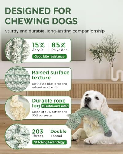 FoxFocus Durable Squeaky Dog Toys for Medium Dogs to Keep Them Busy, Green - Thumbnail 2