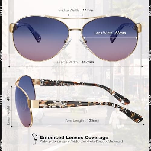 CARFIA Pilot Polarized Sunglasses for Men Women UV400 Vintage Retro Style Driving Sun glasses - Thumbnail 6