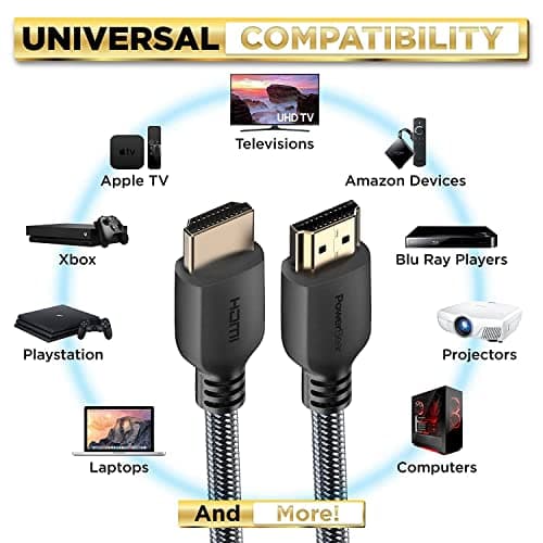 PowerBear 4K HDMI Cable 10 ft | High Speed Hdmi Cables, Braided Nylon & Gold Connectors, 4K @ 60Hz, Ultra HD, 2K, 1080P, ARC & CL3 Rated | for Laptop, Monitor, PS5, PS4, Xbox One, Fire TV, & More - Thumbnail 5
