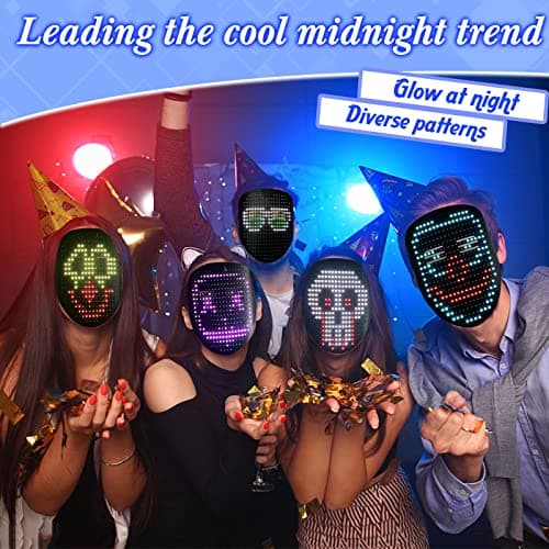 MOYACA Led Mask with Sound Effects and Gesture Sensing, Transforming Light up Music Mask with Voice for Halloween Rave Costume Christmas Cosplay Birthday Masquerade Dj Parties - Thumbnail 6