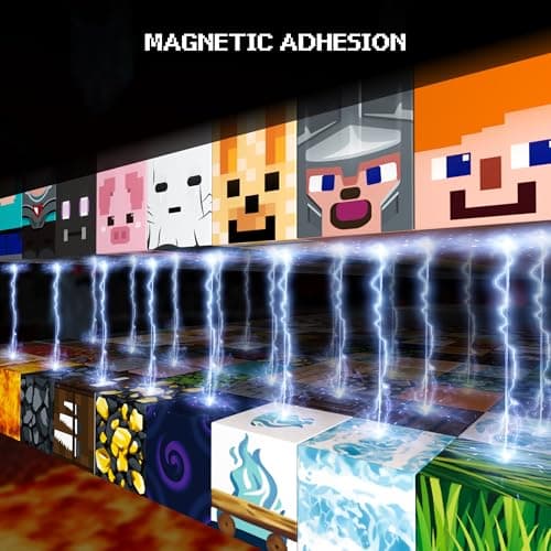 Magnetic Blocks 200 PCS Magnet Building Blocks Cubes Sensory Toys for 3-12 Years Old Gamer Player Kids, Stacking Magnets Birthday Christmas Graduation Gift Set, 0.8 Inch Block, Nether and Overworld - Thumbnail 5