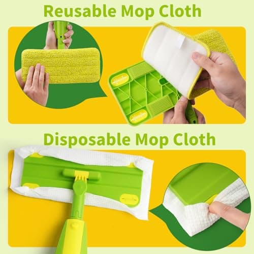 Lullulii Kids Spray Mop, Fun & Functional Toddler Mop Cleaning Set,Real Working Mini Mop, Pretend Play Toy –Includes Spray Bottle,Washable Microfiber Pads, Montessori Kids Cleaning Toy Set -Green - Thumbnail 4