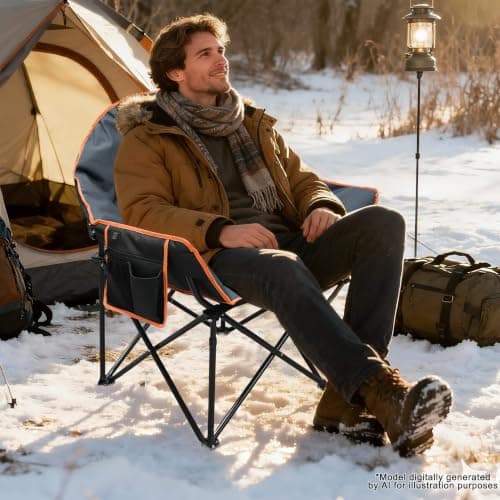MYDAYS OUTDOOR Oversized Heated Camping Chair for Adults,(No Power Bank) Heavy Duty Camping Chairs,Heated Chairs Outdoor Sports,W/3 Control Levels for Back & Seat(Grey) - Thumbnail 2