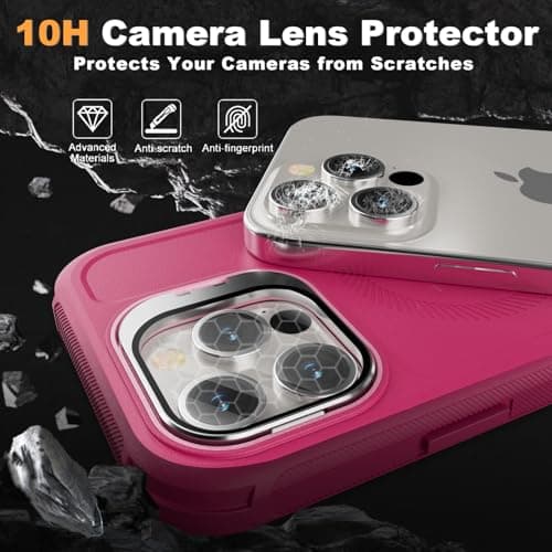 Follaroma for iPhone 16 Pro Max Case with Stand & Built-in Camera Cover, MagSafe Compatible, Heavy-Duty Shockproof Protection, Magnetic & Rugged Phone Cover for iPhone 16 Pro Max 6.9'', Hot-Pink - Thumbnail 3