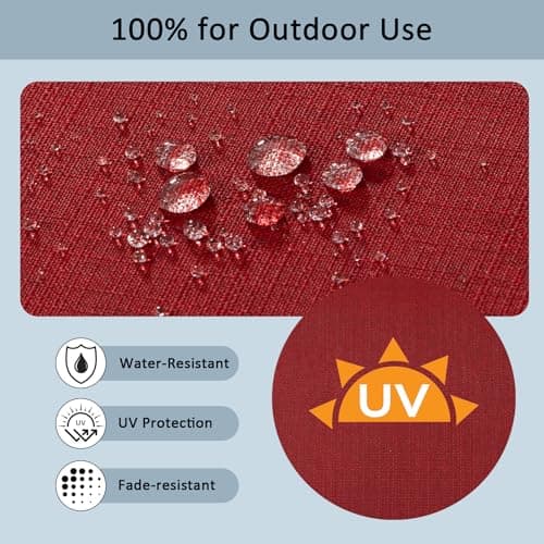 Localive 24x24 Inch Outdoor Deep Seat Cushions Set of 2,Thick High-Density Foam, Removable Cover with YKK Hidden Zipper,Water-Resistant UV-Resistant Polyester for Patio Furniture,Chili - Thumbnail 5