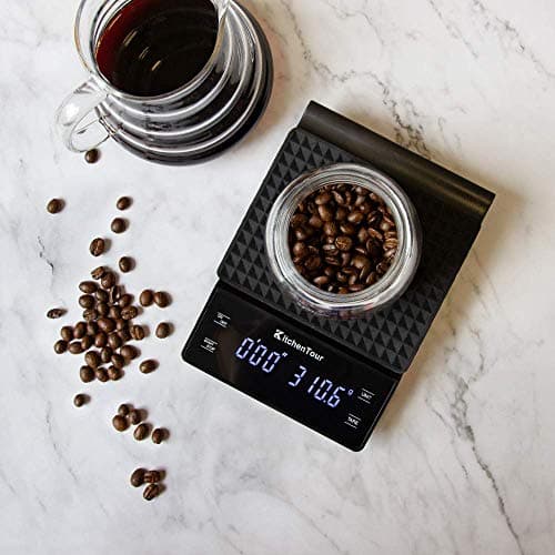 KitchenTour Coffee Scale with Timer 3kg/0.1g High Precision Pour Over Drip Espresso Scale with Back-Lit LCD Display (Batteries Included) - Thumbnail 5