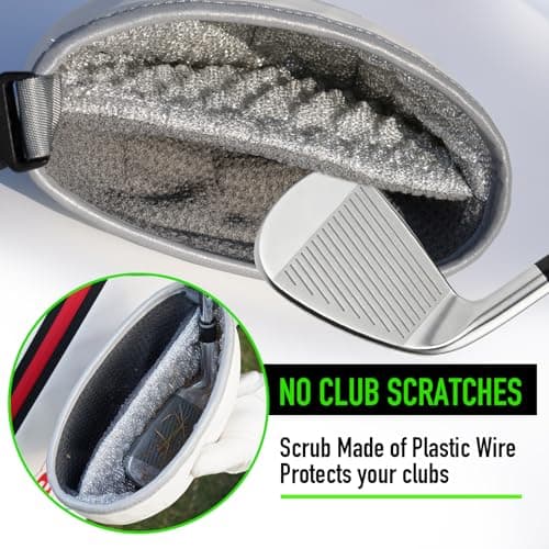 GAIARENA Golf Cleaning Bag Pouch Silicone Ball Washer Club Cleaner with Scrub and Wipe Cloth Gifts Ideas for Golfers On-course golf accessories White - Thumbnail 3