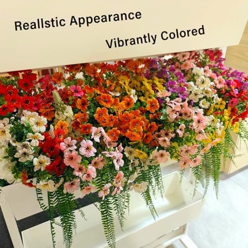 WEAUSUP 28 Bundles Artificial Plants & Flowers Silk Fake Flowers UV Resistant Bushes Plastic Artificial Flowers Faux Outdoor Indoor Plants for Spring Summer Patio Decorations(7 Colors) - Thumbnail 6