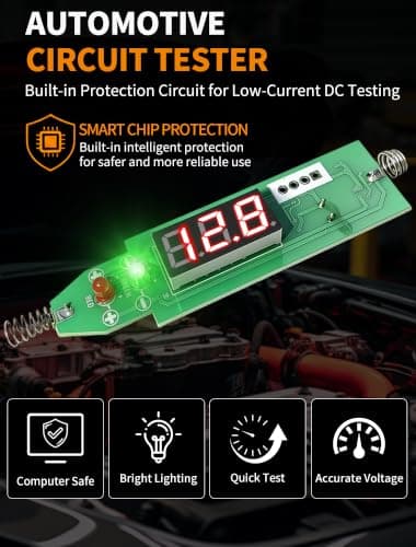 Automotive Test Light, 3-70V Digital LED Voltage Tester, Auto Circuit Tester with Voltmeter, Dual Polarity Indicator and Stainless, Bidirectional Electrical Voltage Test Pen for Car/Truck/SUV Checker - Thumbnail 4