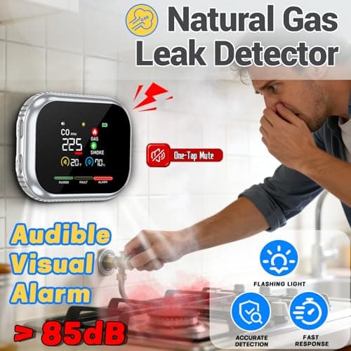 7in1 Portable Smoke Carbon Monoxide Detectors Plug in, Smoke & CO Detector Alarm, Digital Carbon Monoxide Smoke Detector Combo with Natural Gas Detector, Temp & Humidity Sensor for Home RV Travel - Thumbnail 3