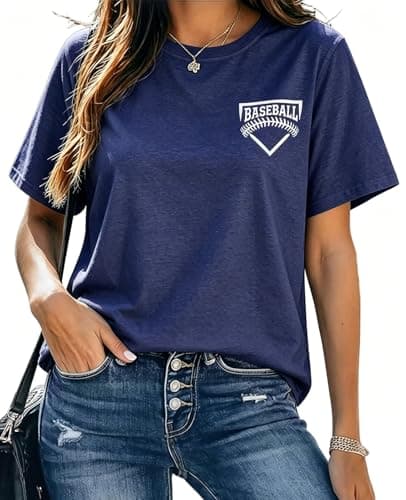 Baseball Shirts Women Softball Game Day T-Shirt Baseball Graphic Tee Tops Casual Short Sleeve T-Shirt - Image 1