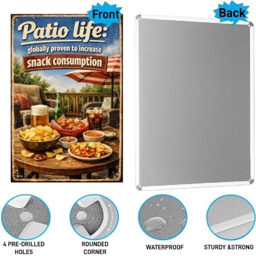 Patio Life Vintage Metal Tin Sign 8x12 Inch Retro Outdoor Wall Decor Globally Proven To Increase Snack Consumption Funny Patio Artwork For Backyard Deck Porch Garden Bar Home - Thumbnail 6