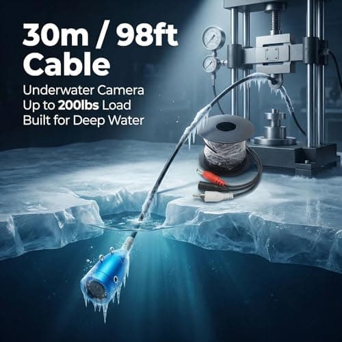 7” Underwater Fishing Camera 1080P HD Fish Finder & Portable Fishing Camera with 12 IR + 12 White LEDs, 30m Cable, 10000mAh Battery, Waterproof Ice Fishing Camera for Boat, Lake & River - Thumbnail 6