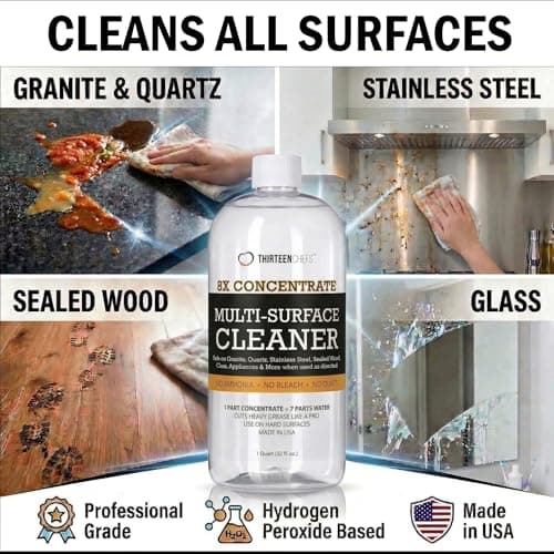 Thirteen Chefs 8X Multi-Surface Cleaner Concentrate - Makes 1 Gallon of Cleaner for Kitchen and Bath - Safe for Granite and Quartz Countertops - 16oz (No Sprayer Included) - Thumbnail 4