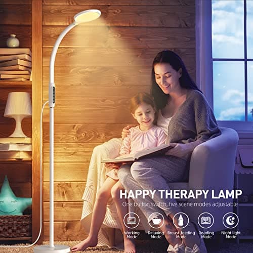 FBBJFF Light Therapy Lamp 11000 Lux, LED UV-Free Sunlight Lamp,Full Spectrum Happy Therapy Lamp with 10 Adjustable Brightness Levels, 2 in 1 Retractable Floor Light Therapy Lamp - Thumbnail 5