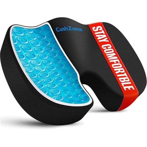 Office Chair Seat Cushion, Cooling Gel Enhanced Memory Foam Cushion for Long Sitting - Back, Sciatica, Coccyx, Tailbone Pain Relief Pillow - for Office, Gaming, Car, Wheelchair - Black, Large - Image 1