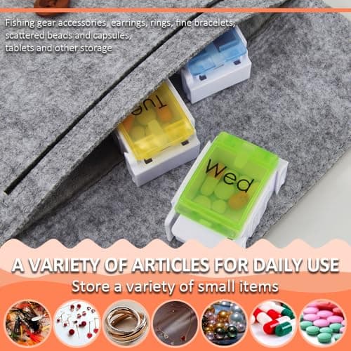 7 Day Pill Organizer, Removable Daily Cases with Rainbow Lids & Permanent Day Printing – No Stickers, Large Capacity Travel Medicine Holder for Pills, Vitamins & Fish Oil, Easy One-Handed Open (1/Day) - Thumbnail 6