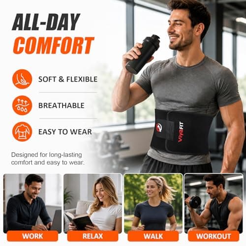 Viyafit Waist Trimmer Belt, Premium Waist Trainer for Women & Men Weight Loss Red - Thumbnail 3