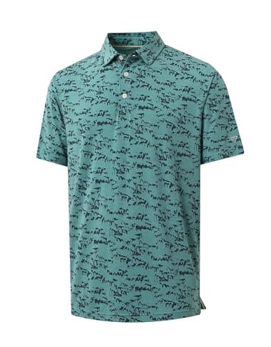 M MAELREG Polo Shirts for Men Collared Casual Print Lightweight Moisture Wicking Dry Fit Summer Golf Polos for Men - Image 1