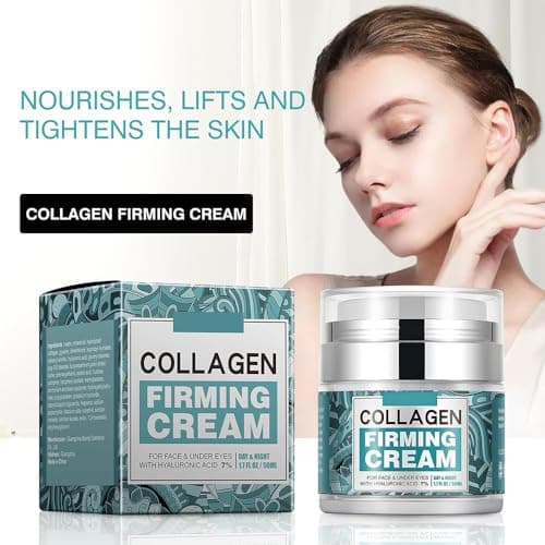Collagen Cream for Face with Stem Cells Retinol Hyaluronic Acid Niacinamide for All Skin Types, Anti Wrinkle Cream for Women and Men, Skin Tightening & Firming and Neck, Hydrating Face Cream - Thumbnail 4