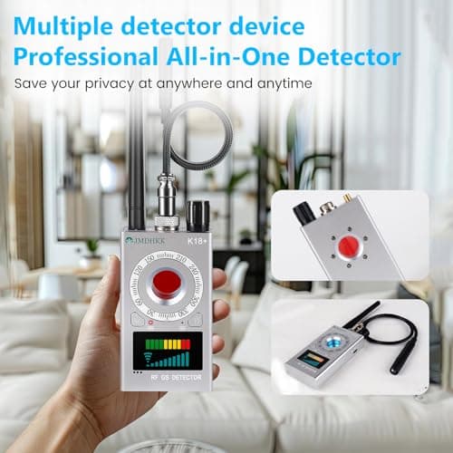 JMDHKK K18+ Hidden Camera Detector, Spy Camera Finder, Bug Detector, Magnetic Field Detector, Listening Device Detector – Privacy Protection Tool for Home, Office, Hotel, and Travel Security(Silver) - Thumbnail 2