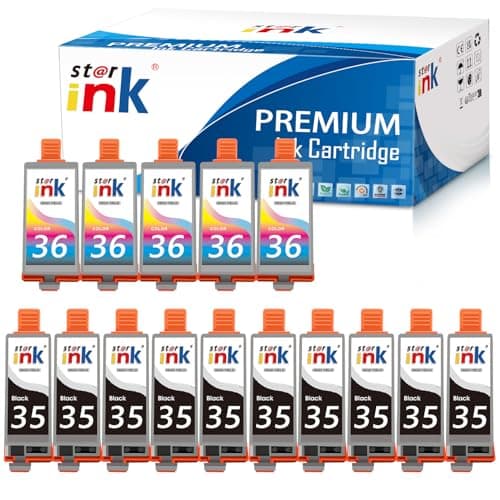 15 Pack PGI-35 CLI-36 Ink Cartridge Replacement for Canon TR150 TR160 Ink Cartridge Compatible for Canon 35 36 Ink Cartridges Work with TR150 TR160 iP110 iP100 Mini260 Mini320 Printer-(10 Bk+ 5 Tric)
