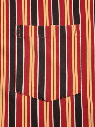 Hardaddy Men's Classic Color Contrast Striped Shirt Long Sleeve Casual Button Down Shirts Blouse Red 01 M - Thumbnail 6