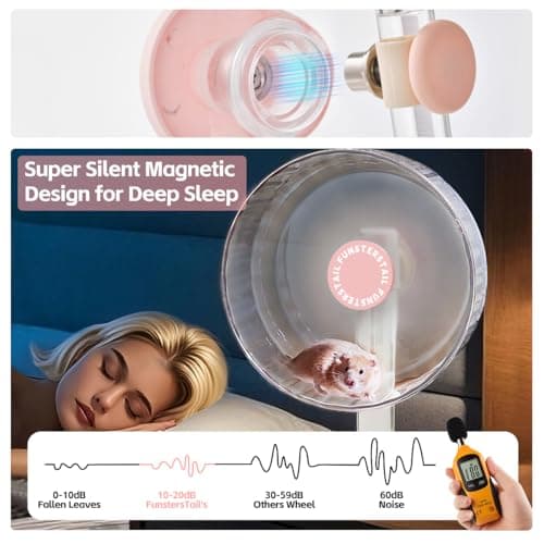 FunstersTail Super Silent Hamster Wheel 8.7 Inch, Magnetic Large Rat Wheel for Chinchilla, Gerbil, Guinea Pig, Cat, Mouse, Sugar Glider and Dwarf, Syrian Hamster Accessories (Peach Pink) - Thumbnail 3