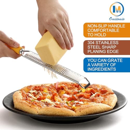 OIM Omiiomio Lemon Zester & Heavy Duty Cheese Grater & Vegetable Grater — Parmesan Cheese Lemon, Garlic, Nutmeg, Chocolate, Fruits, Vegetables, Ginger - Cheese Shredder & Stainless Steel Grater - Thumbnail 4