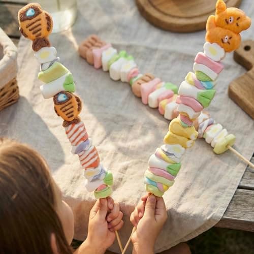 Oricandy 90cm Extra Long Jumbo Roasting Marshmallow Skewers – 1 lb Individually Wrapped Marshmallows, Fun Easter Candy for Parties Valentines Candy - Thumbnail 3